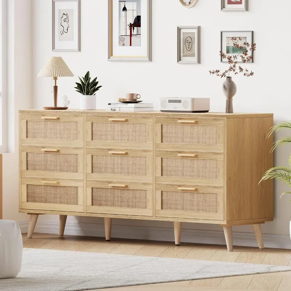 Modern Wooden Dresser Chest with Golden Handles for the Bedroom