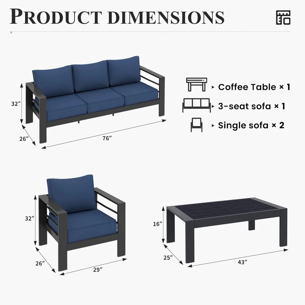 Aluminum Patio Furniture Set with Waterproof Covers