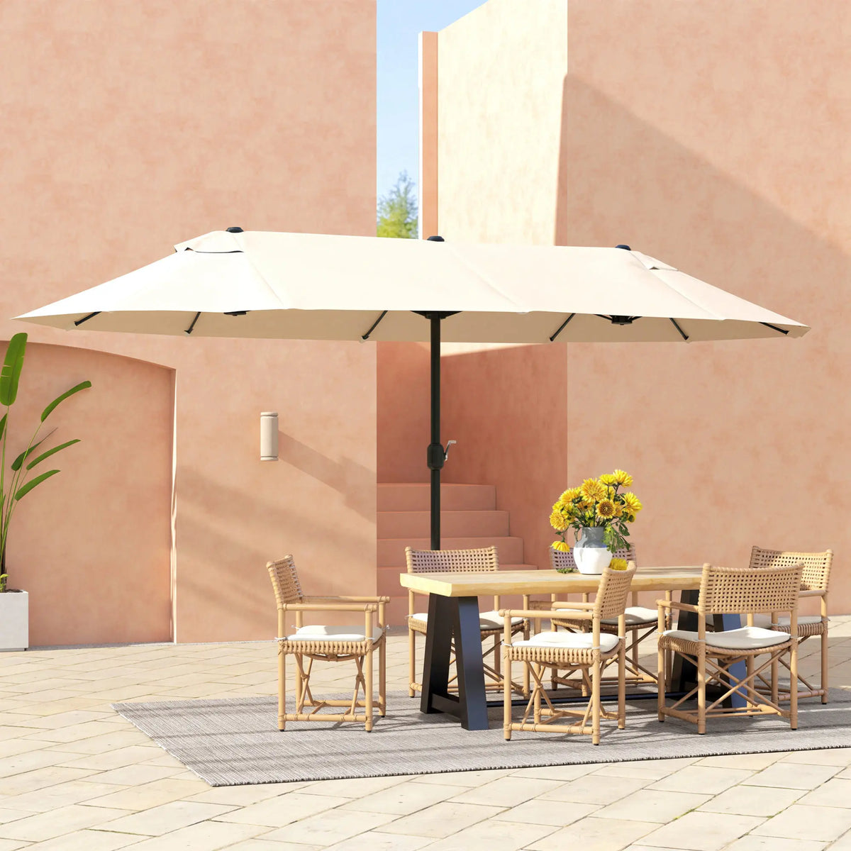 Double-Sided Extra Large Umbrella with Crank Handle