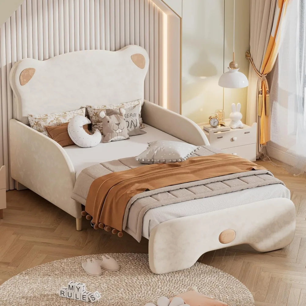 Bear Shaped Headboard Bed Frame Twin XL Size Upholstered Sofa Bed