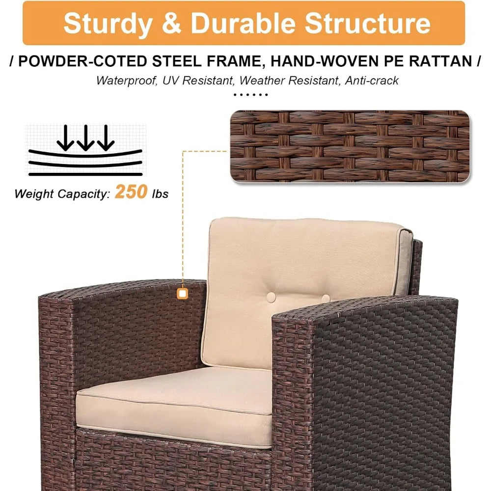 Rattan Patio Conversation Set with Coffee Table