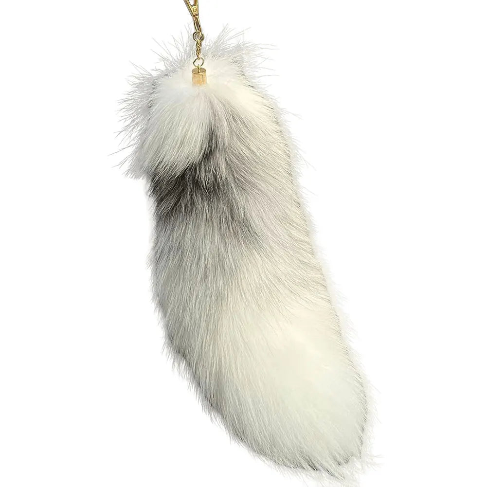 Huge Fluffy Faux Fur Fox Tail Keychain Therian Tail Fox Tail Keychain Cute Animal Tail Keychain Cosplay Tail Gift for Women Girl