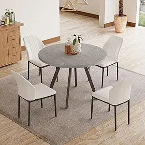 Mid Century Modern Round Dining Table and Chairs for Apartment/Condo