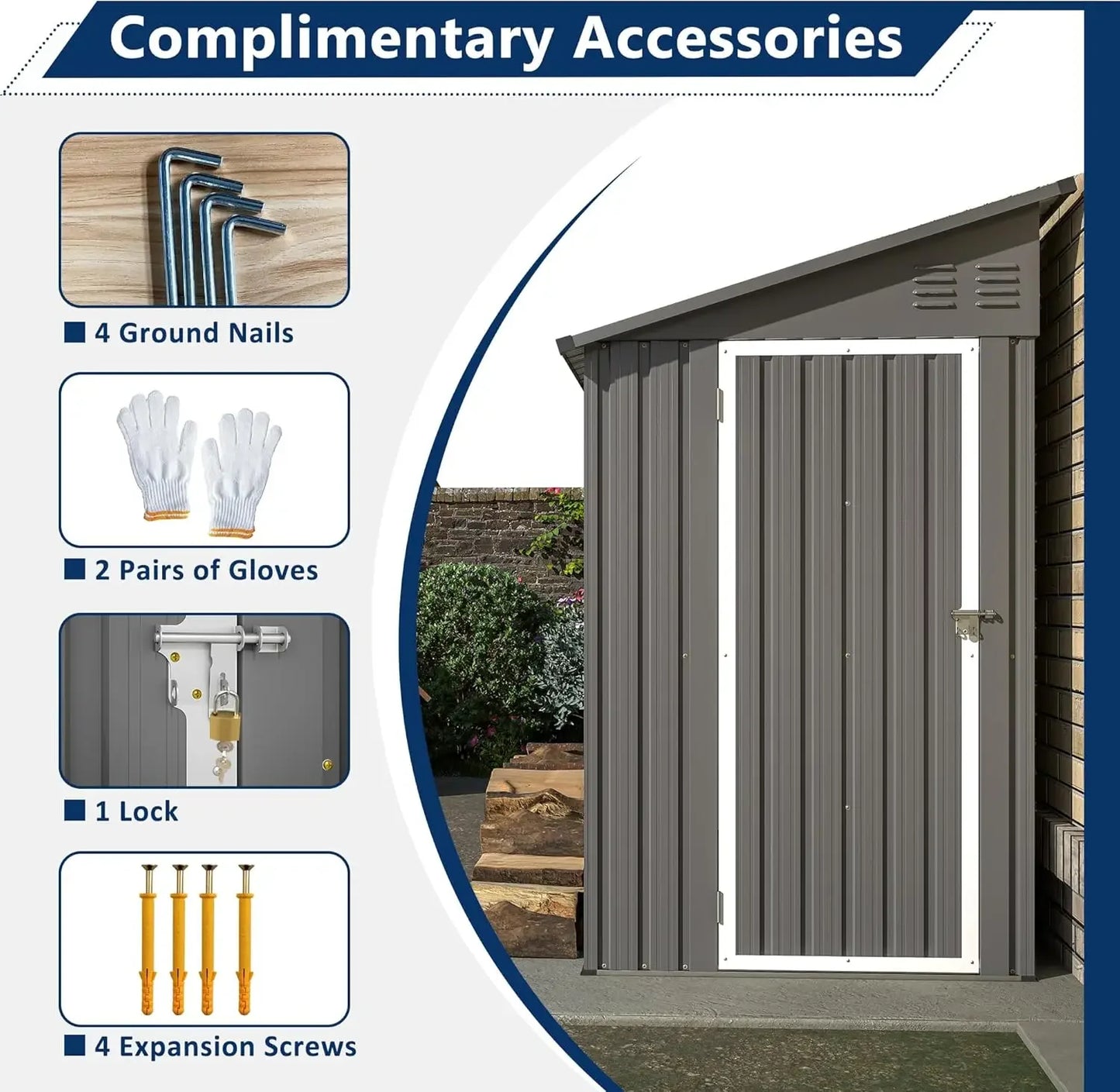 Lean To Outdoor Storage Shed - Metal Wall Side Shed