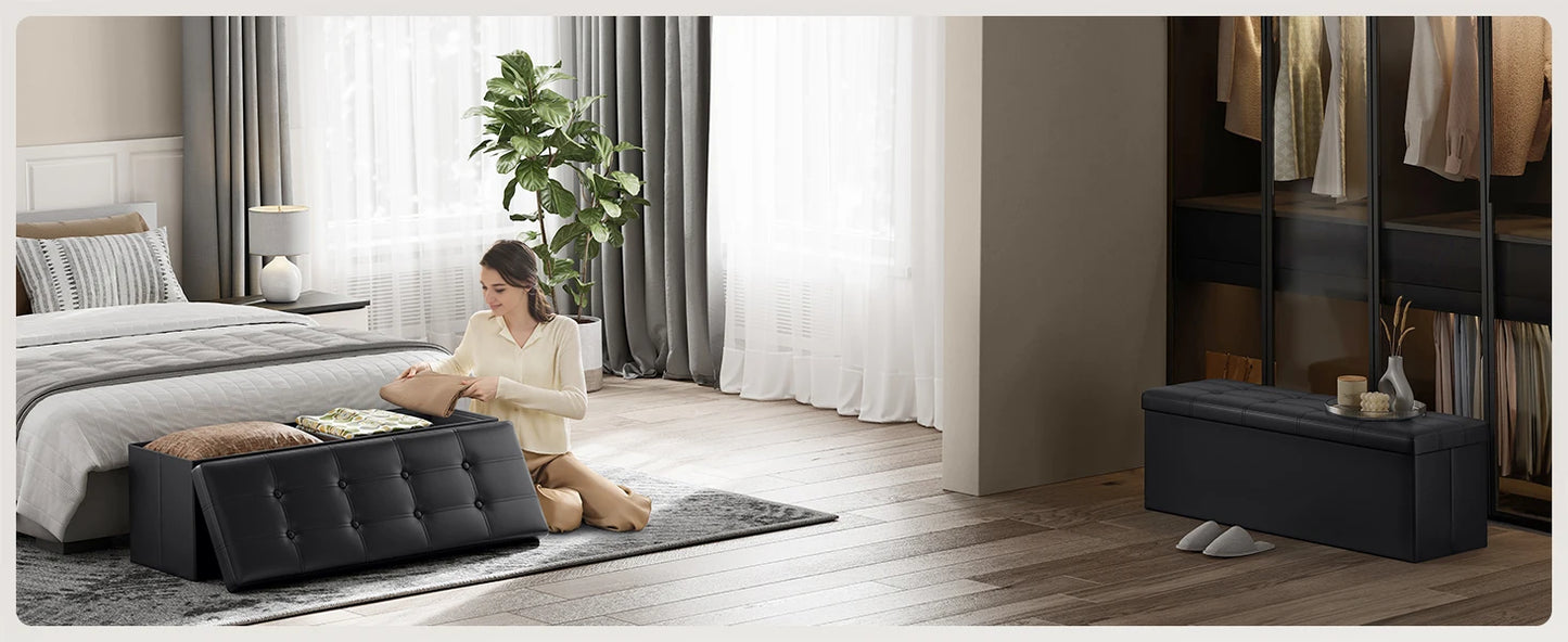 Folding Storage Ottoman Bench