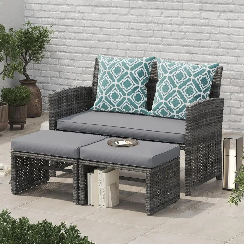 Patio Furniture Set with Ottomans