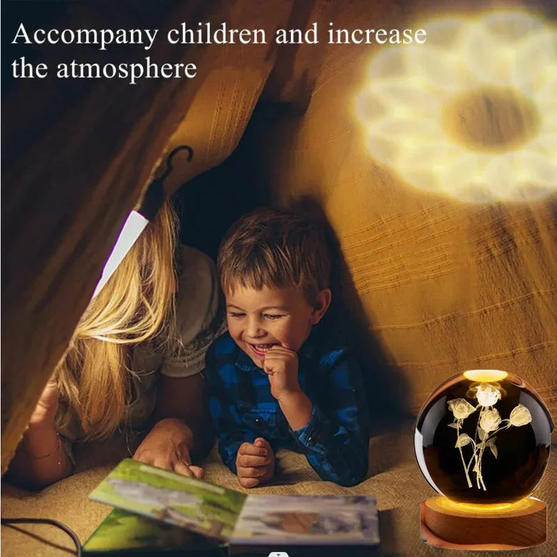 Bedroom Rose Crystal Ball Night Light
