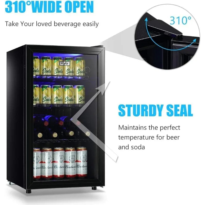 Small Beverage Refrigerator with 7 Thermostat LED Lights