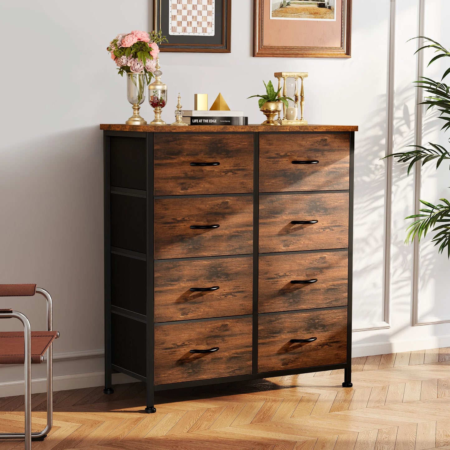 Dresser, Wardrobe with Storage Cabinet Steel Frame