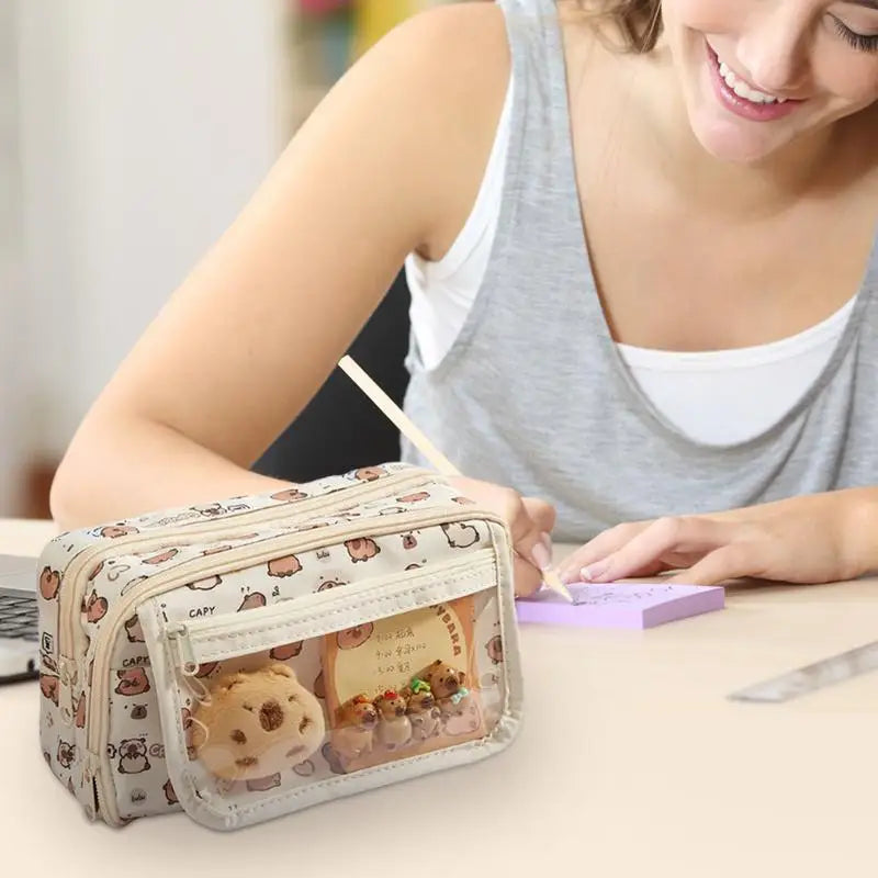 Cute Pencil Case Portable 9-Compartment Stationery