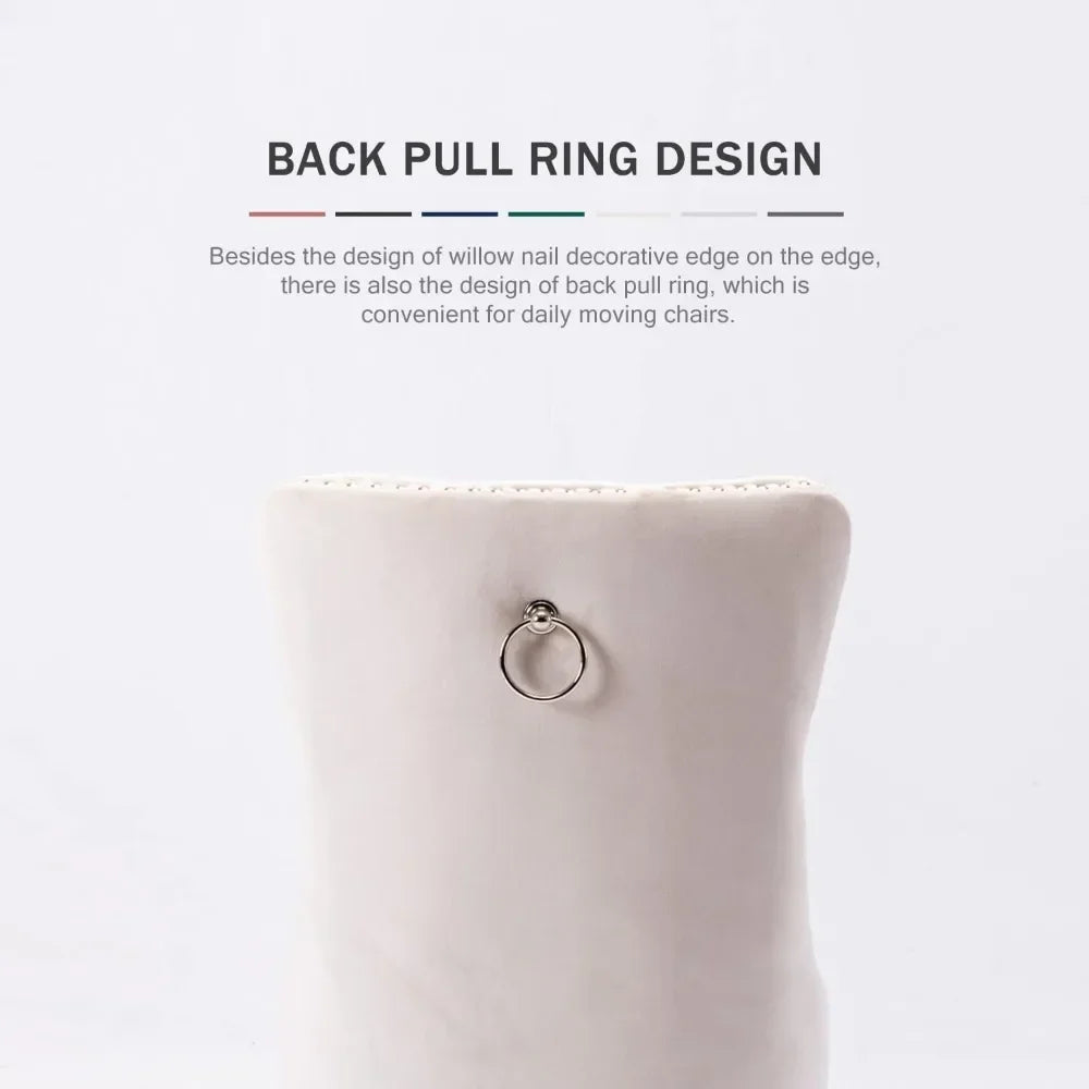 Upholstered Velvet Dining Chairs Set with Ring Pull Trim and Button Back