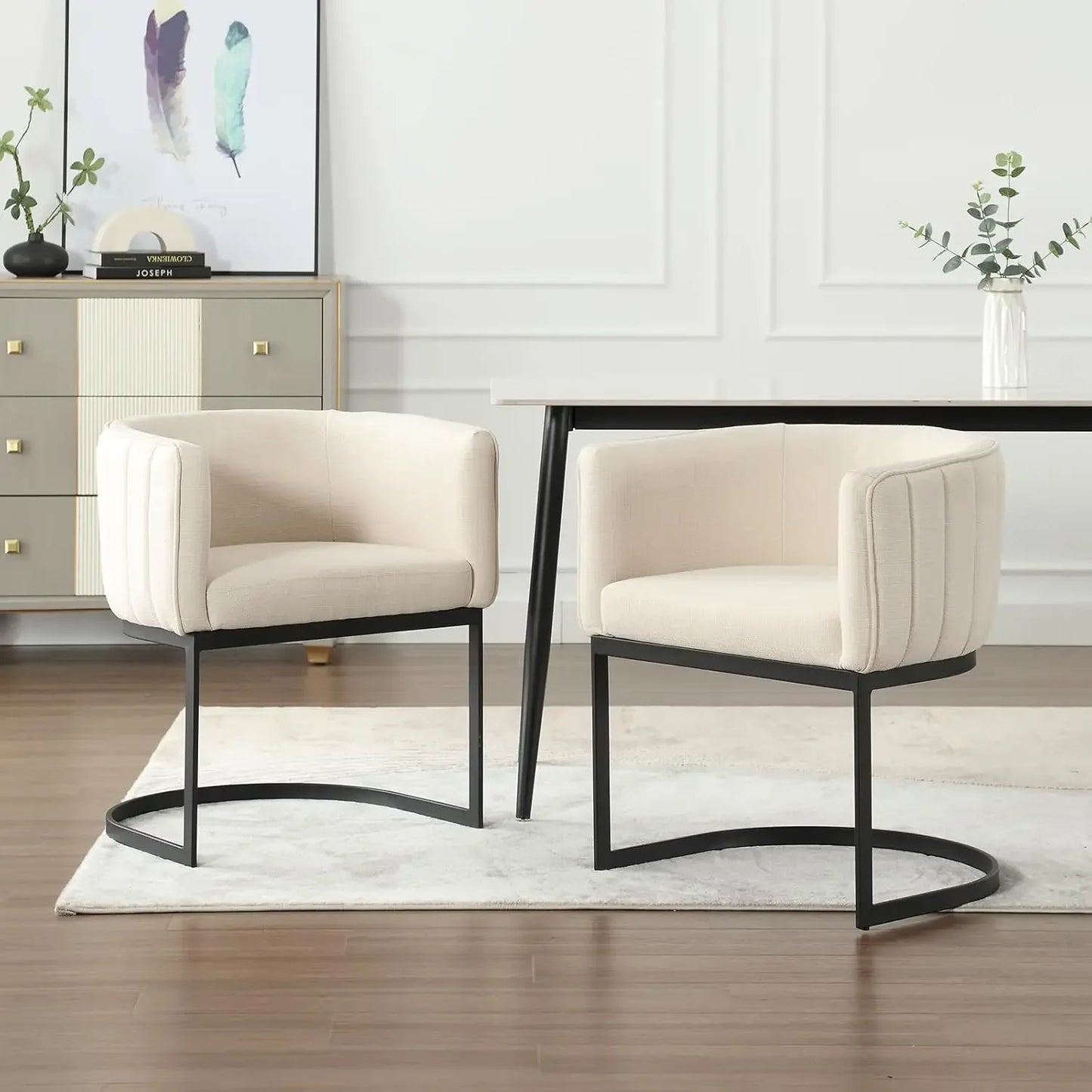 Velvet with Metal Frame Comfy Upholstered Side Barrel Chairs