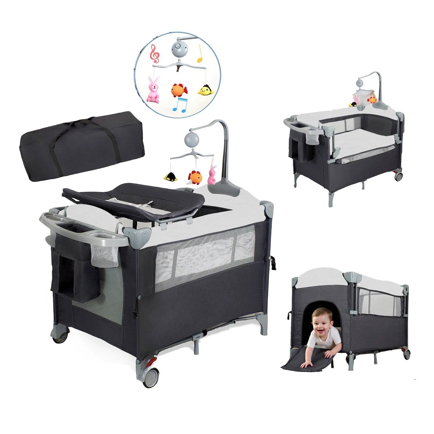 Portable Bassinet Baby Travel Crib with Changing Table