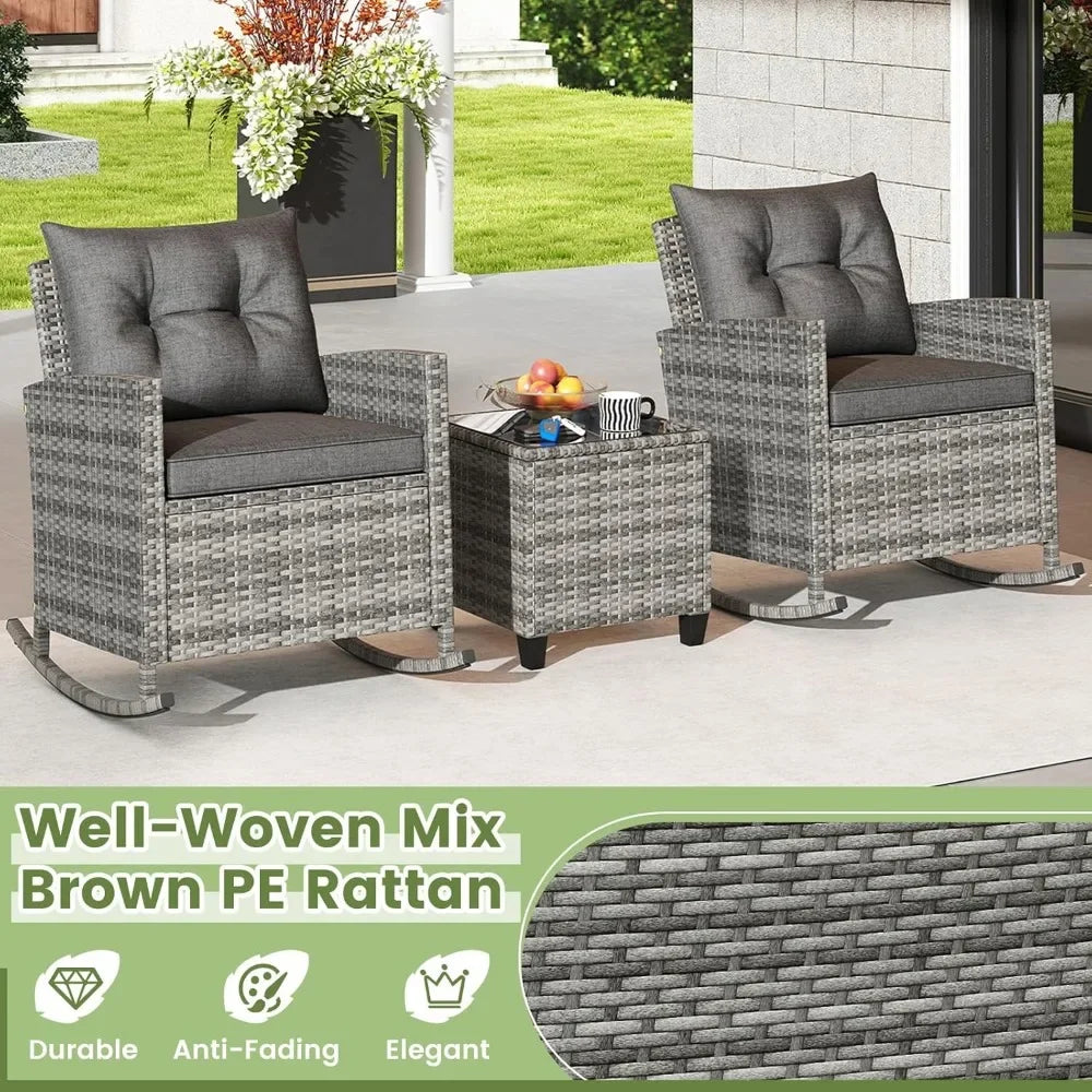 3 Piece Patio Furniture - Rocking Bistro Set