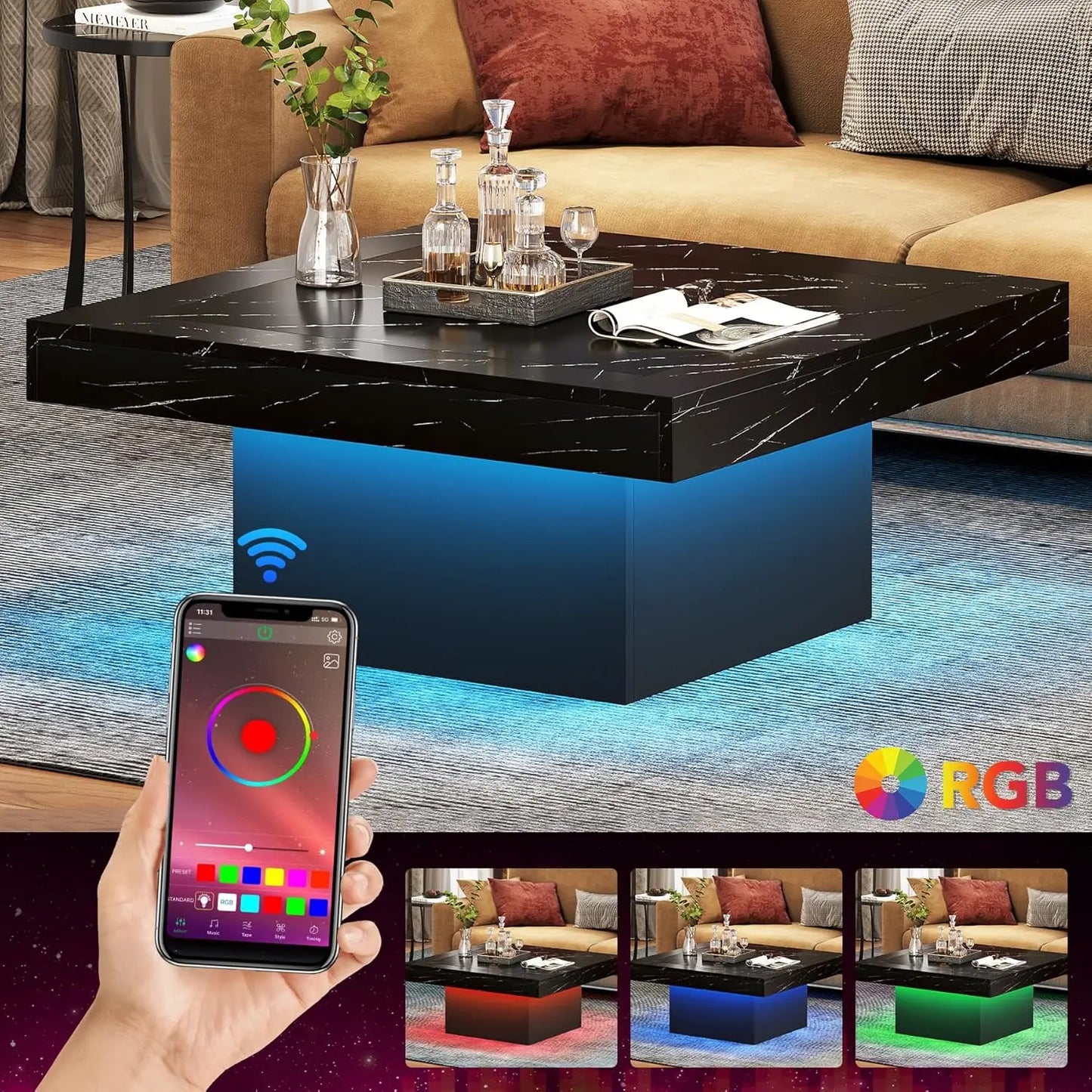 LED Square Coffee Table