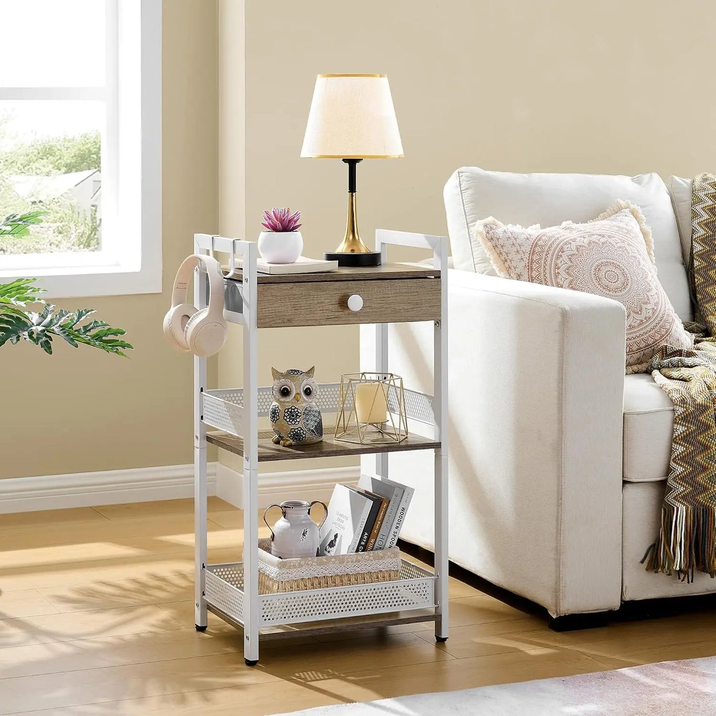 3-Tier Bathroom Floor Storage Shelf with Drawer