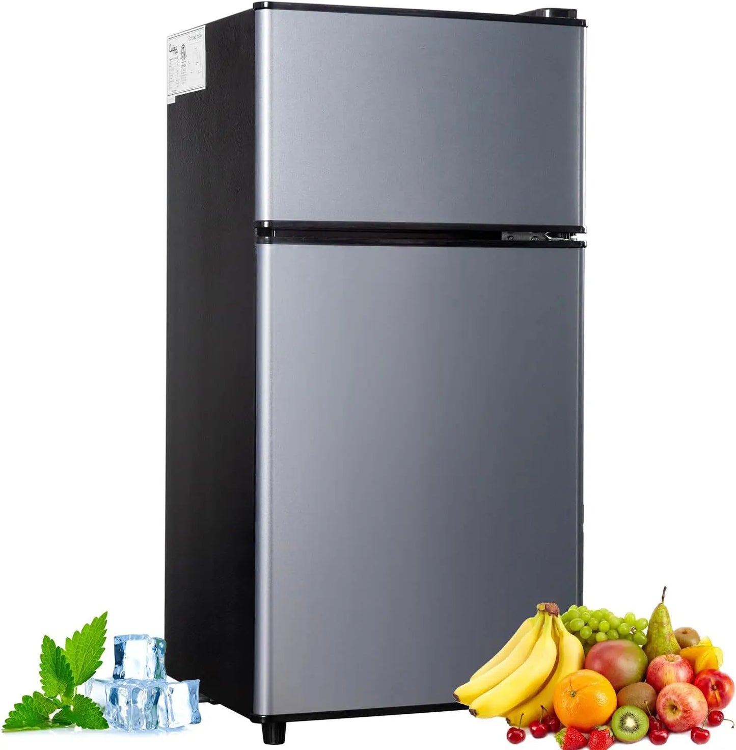Mini Fridge with Freezer with 7 Adjustable Thermostat