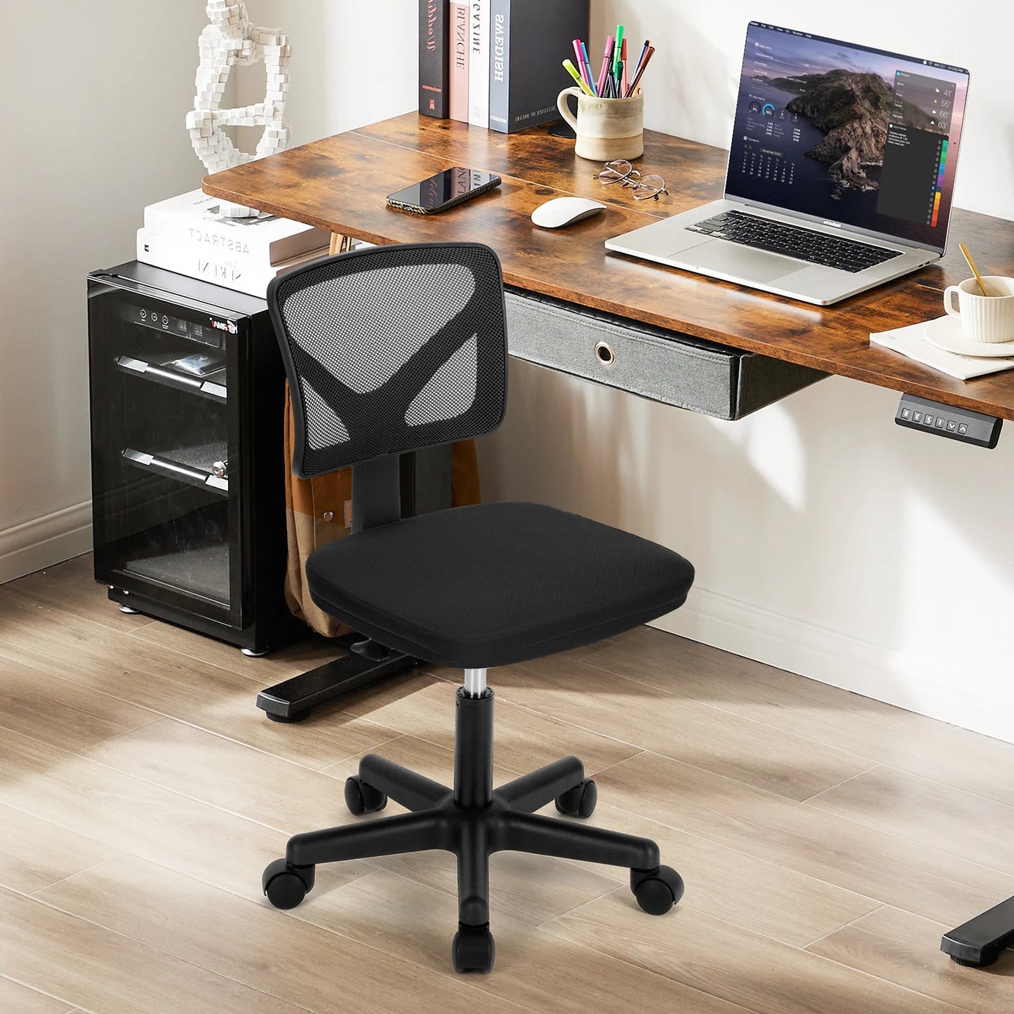 Lumbar Support Armless Office Chair