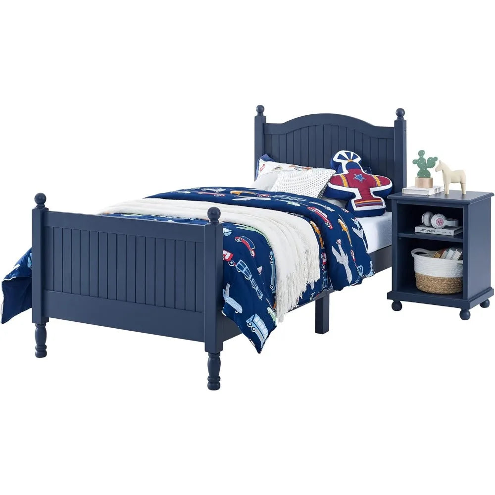 Wooden Twin Bed Frame with Headboard & Footboard Designed