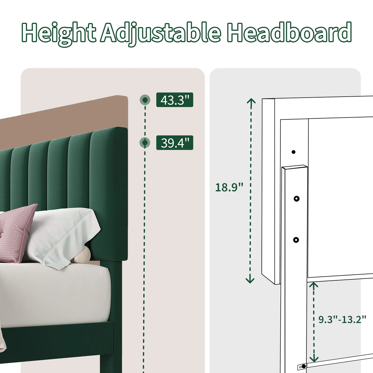 Modern Velvet Upholstered Platform Bed Frame