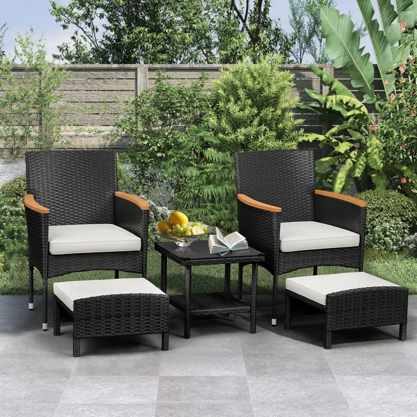 Outdoor Patio Furniture Set with Table & Ottoman