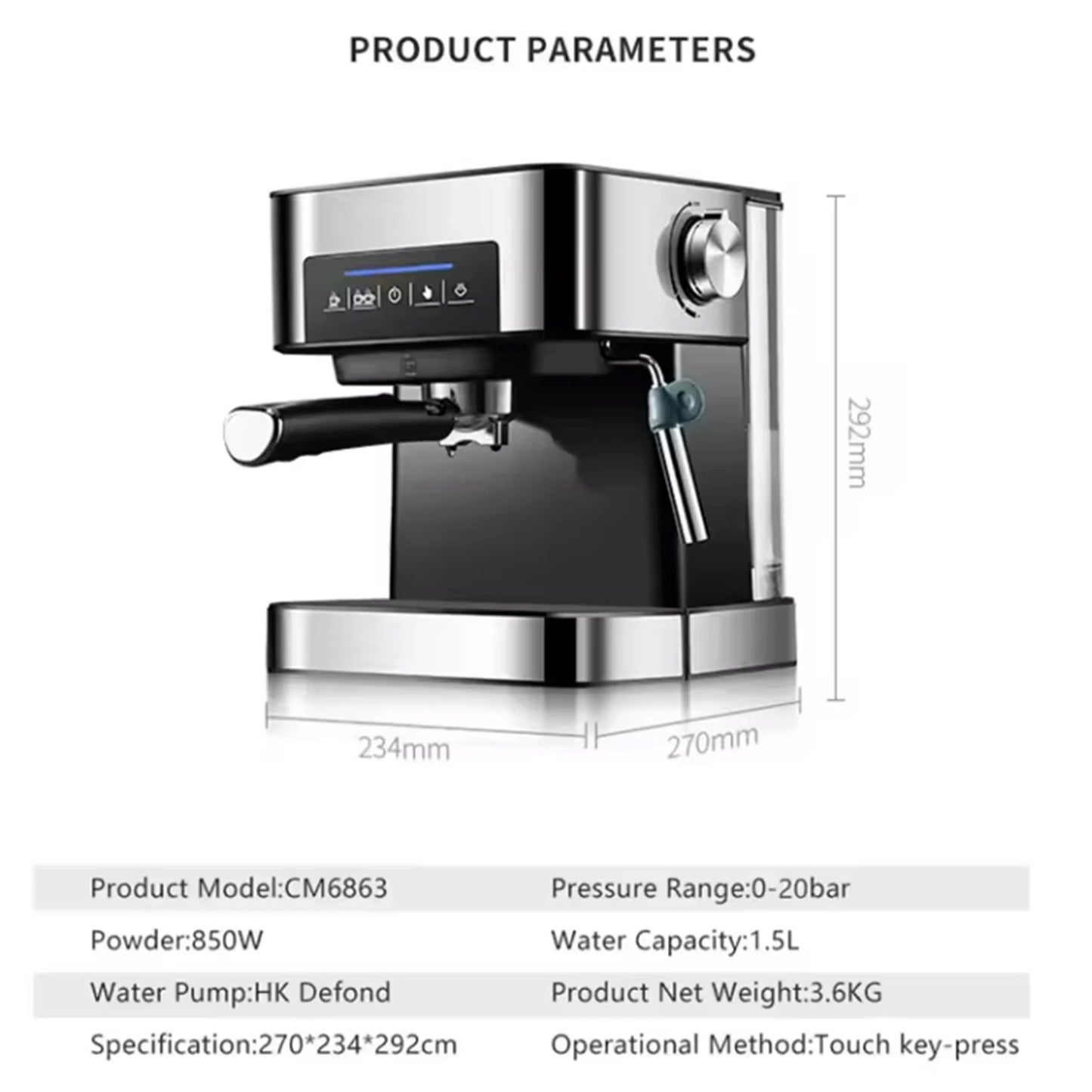 Italian Espresso High-pressure Extraction Espresso Coffee Maker