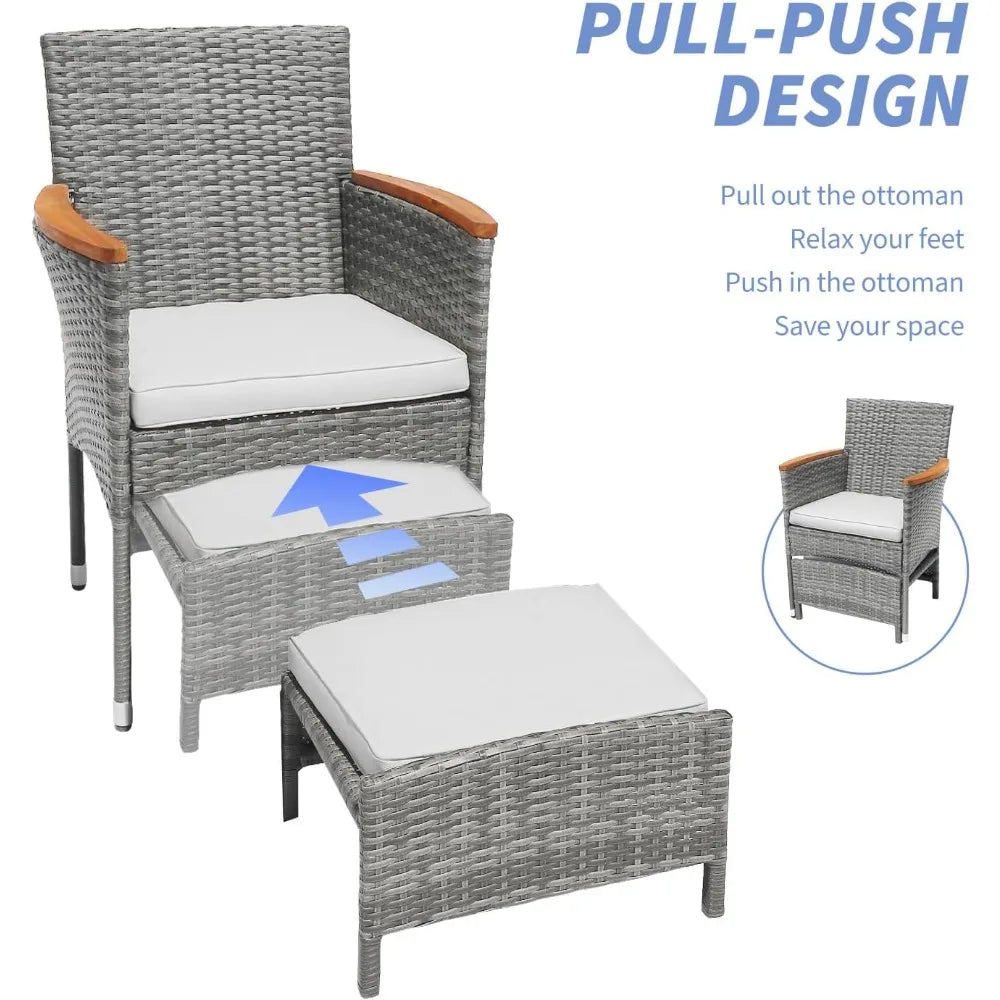 Outdoor Patio Furniture Set with Table & Ottoman