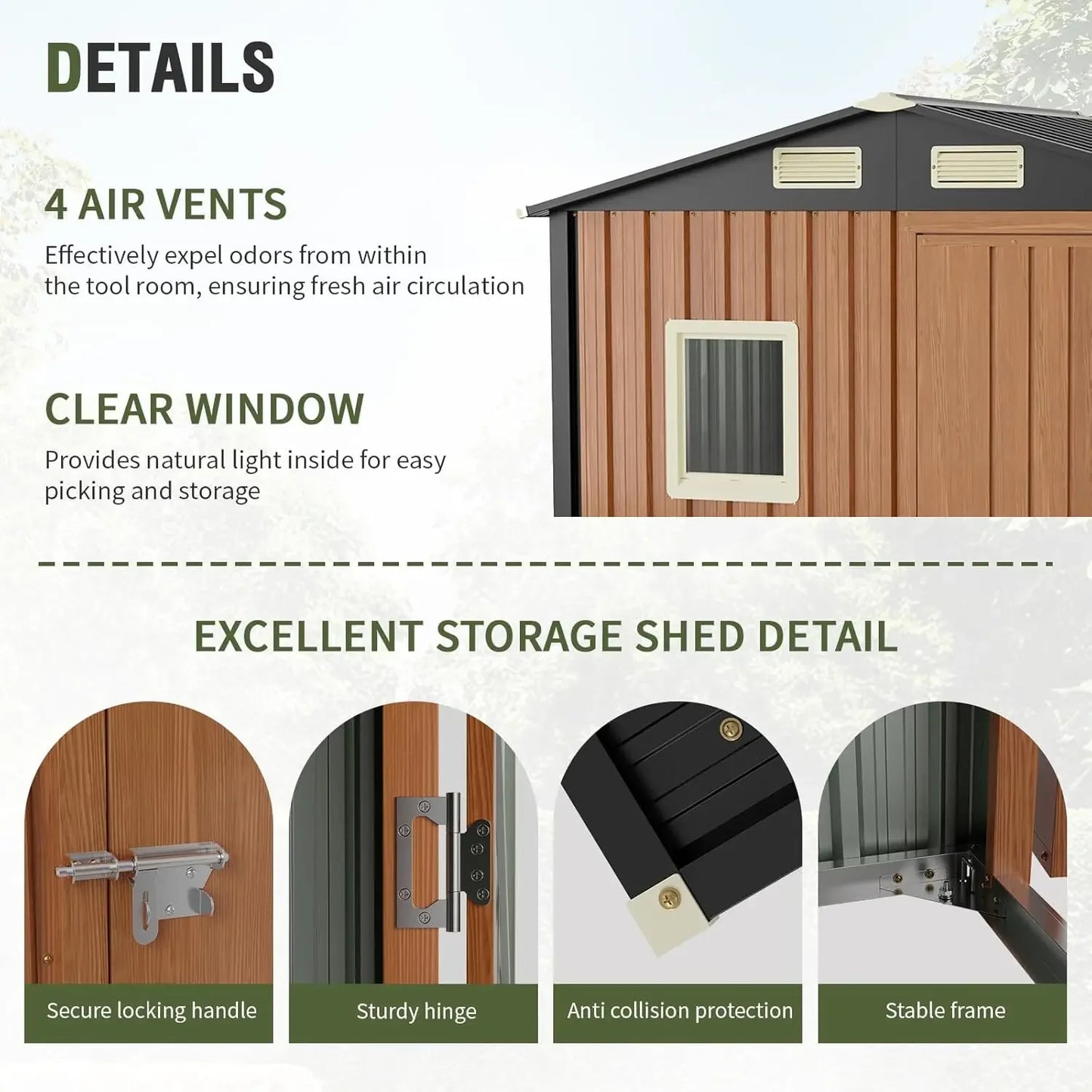 Lockable Metal Garden Shed with Window
