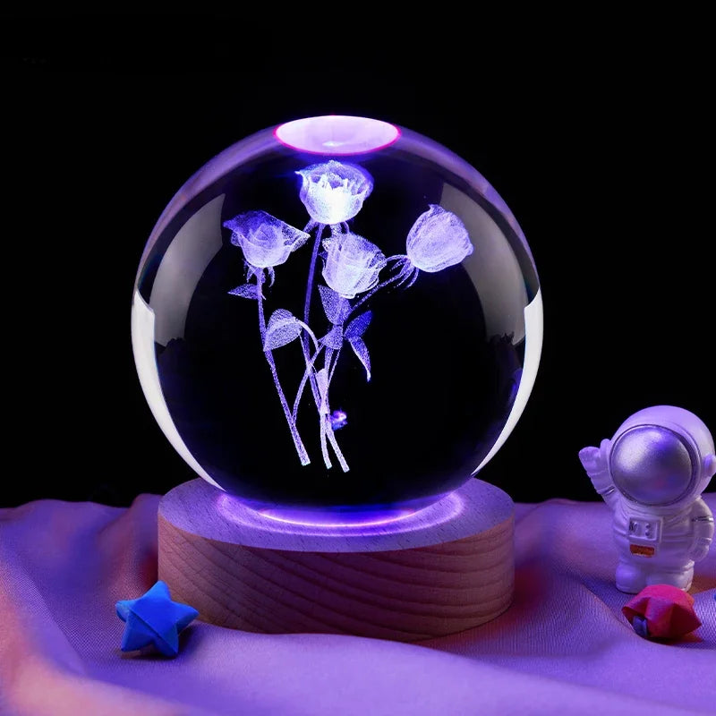 Bedroom Rose Crystal Ball Night Light
