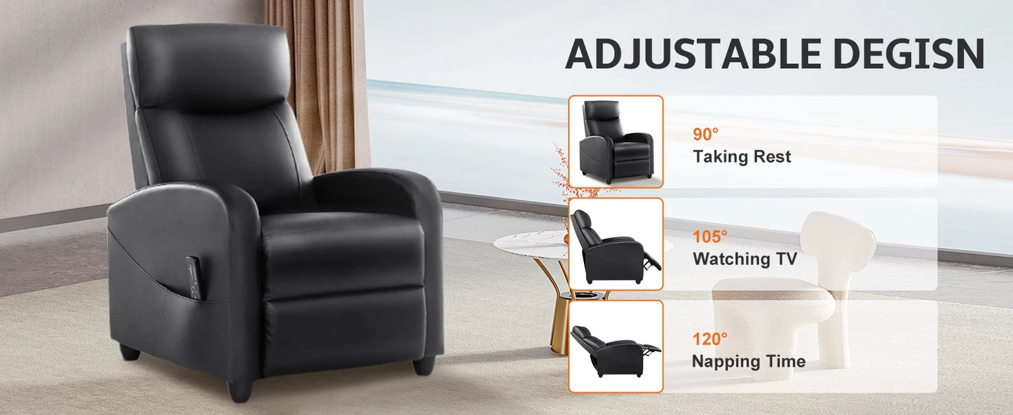 Recliner Chair Massage Sofa Fabric Theater Lumbar Support