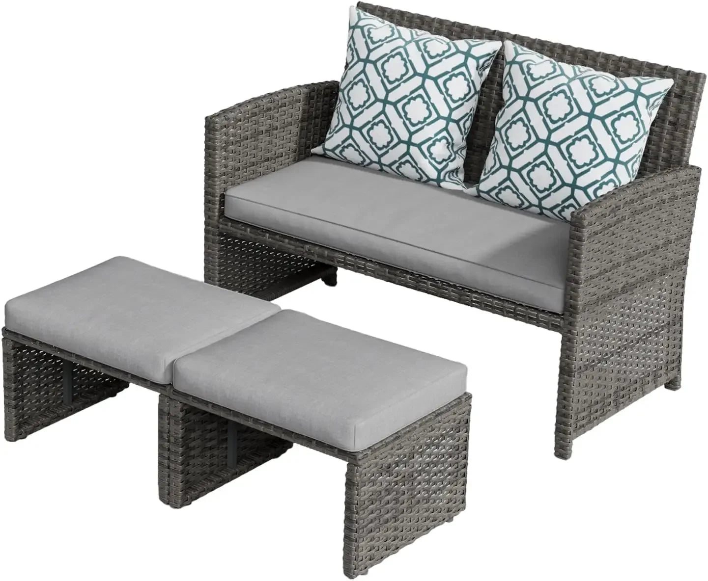 Patio Furniture Set with Ottomans