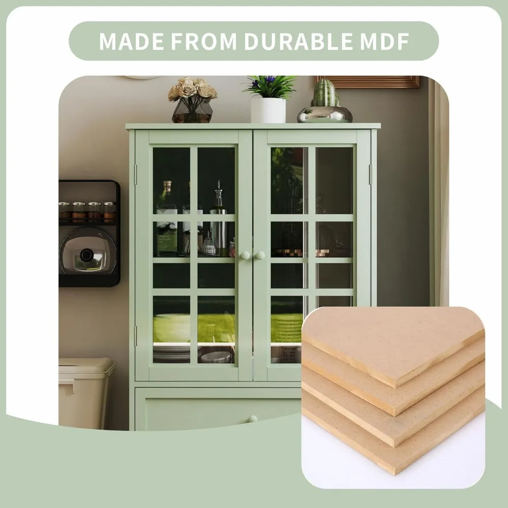 Buffet Cabinet with Glass Doors and Drawer