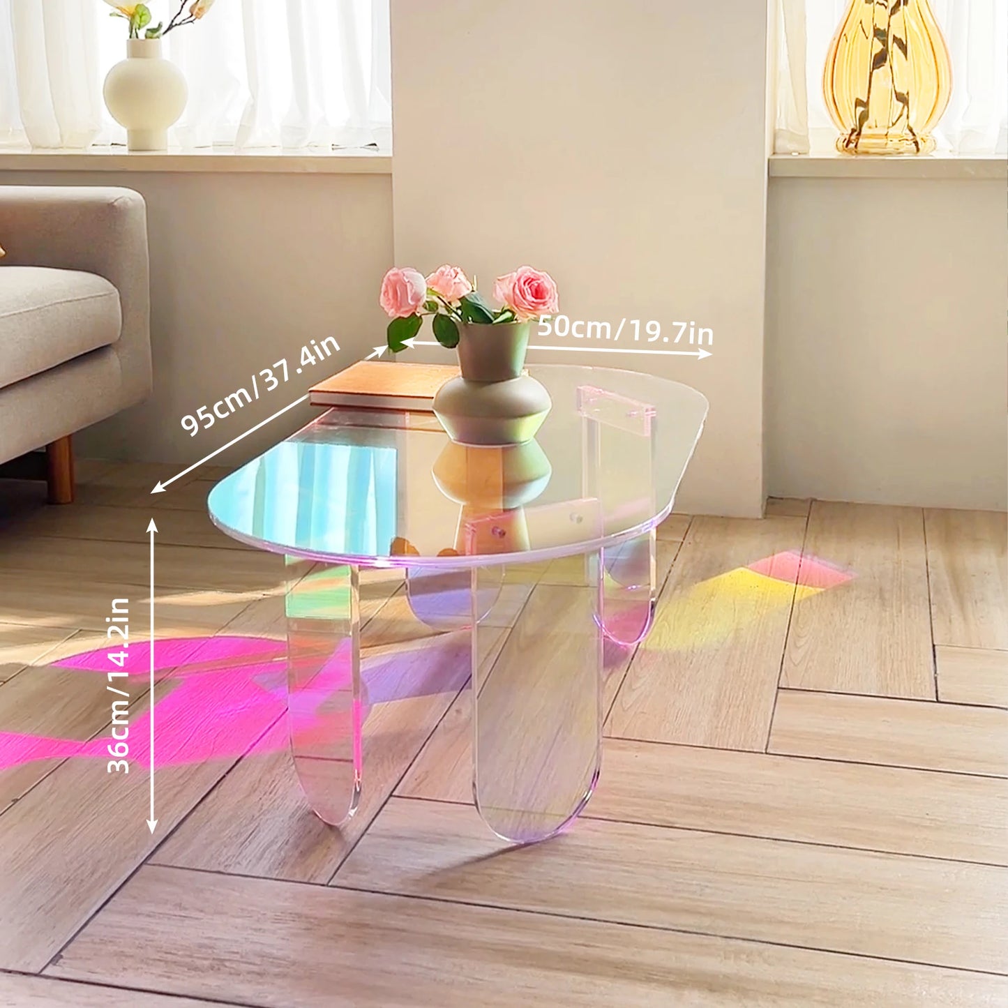 Iridescent Acrylic Oval Center Table