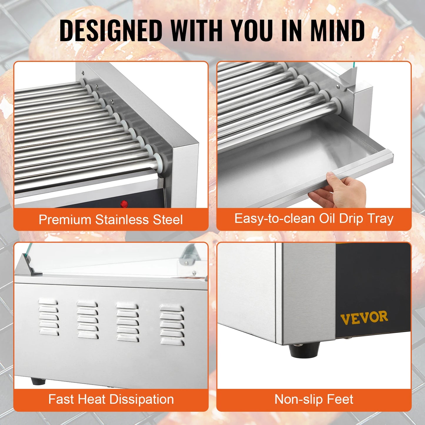 Electric Rods Commercial Hot Dog Roller
