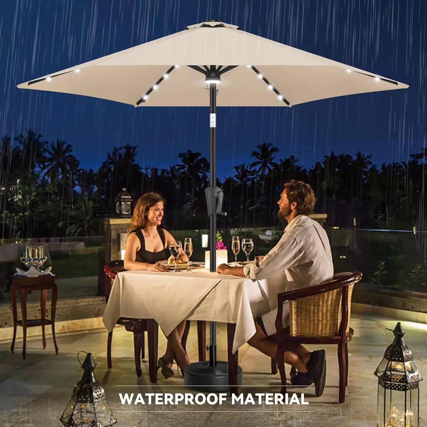 Outdoor Umbrella with Center Surround Light 24 LED Beads