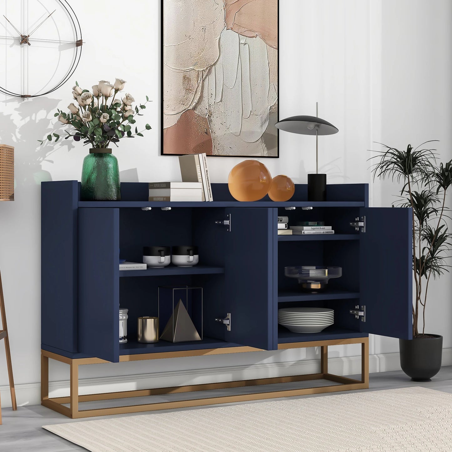 Multifunctional Storage Cabinet With 4 Doors Sideboard