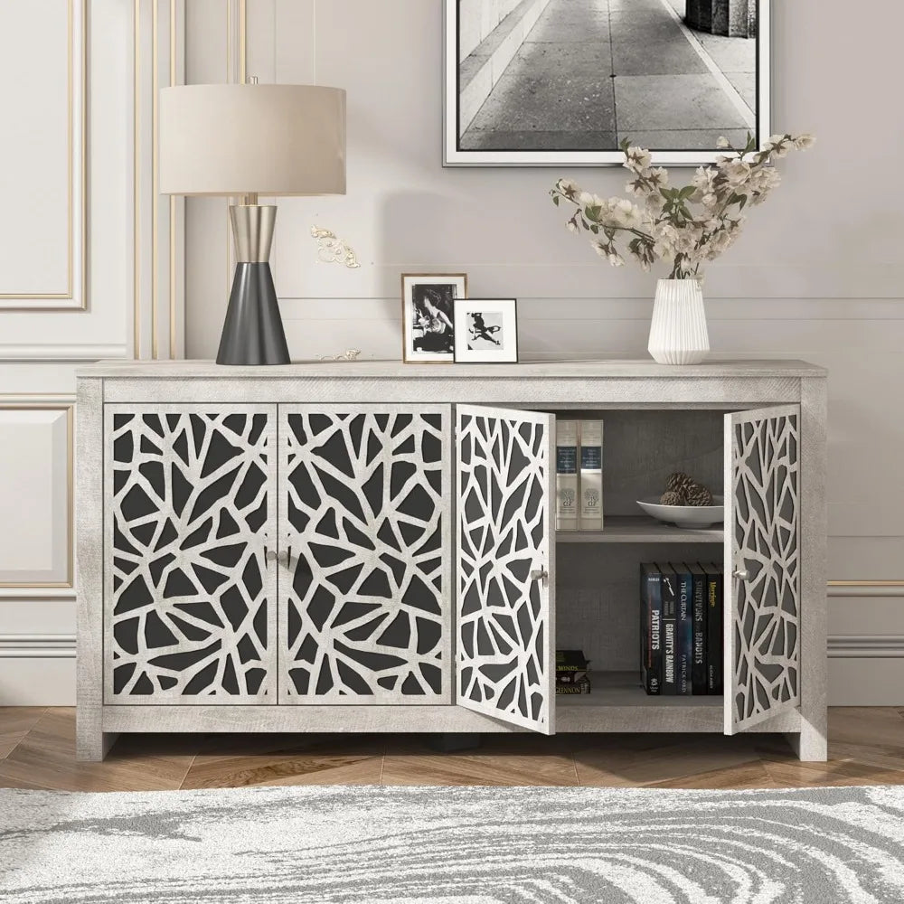 Laser Cut Accent Credenza with Storage for Dining Room