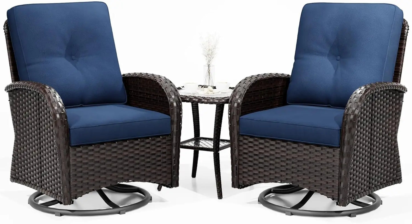 Patio Furniture Set with Thick Cushion and Ottoman
