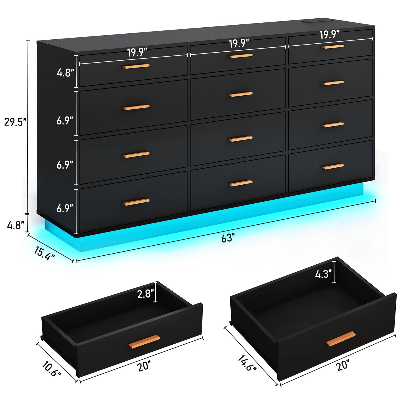 Wood Dresser with LED Lights for the Bedroom