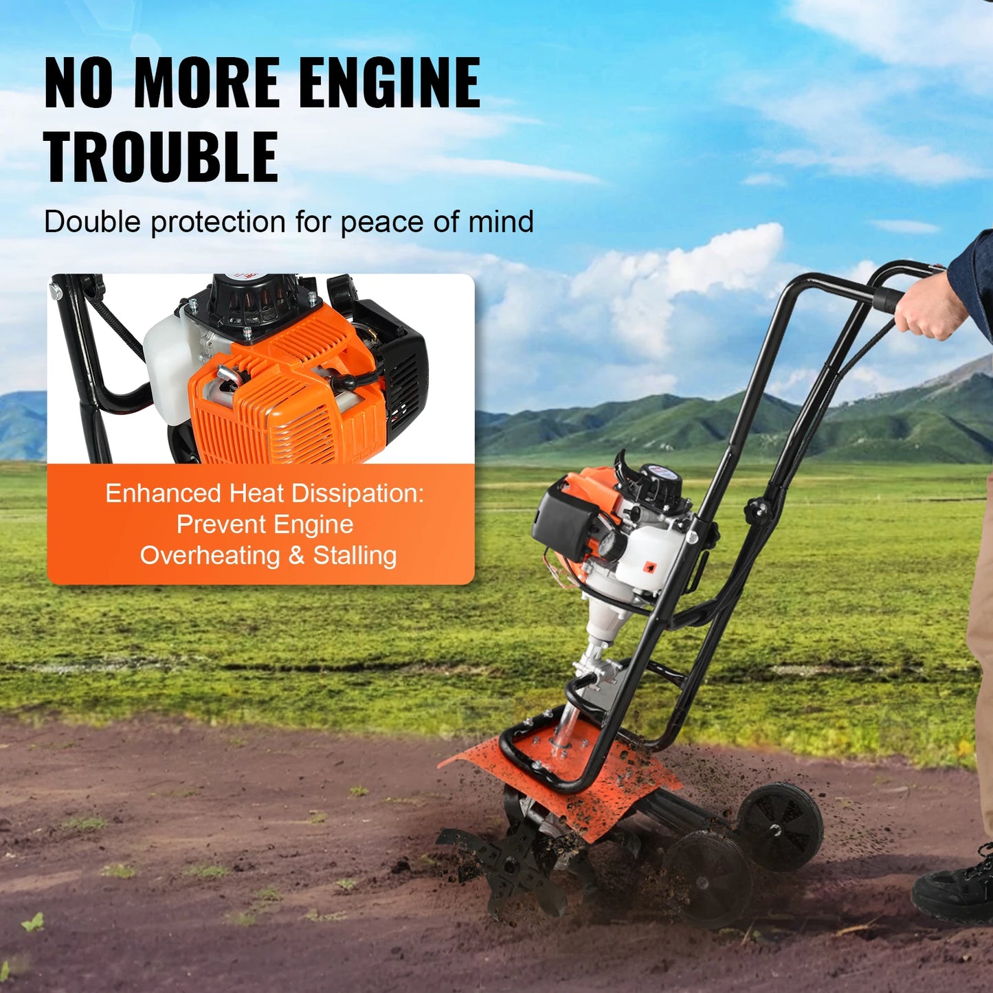 Garden Tiller Cultivator for Lawn and Field