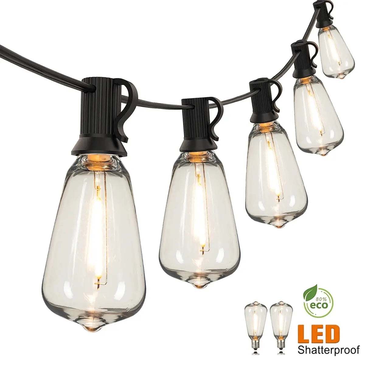 Patio String Garland LED Lights Connectable Waterproof Plastic Bulb