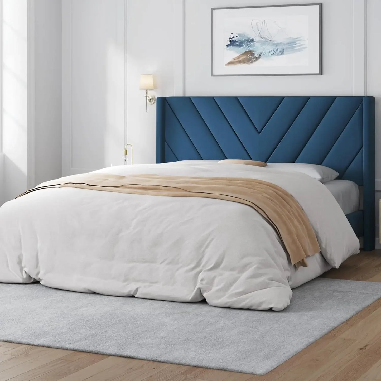 Bed Frame Upholstered Platform with Wing Side
