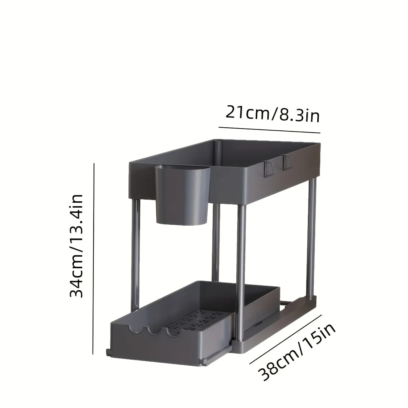 Pull-Out Under Sink Rack Tier with Sliding Cabinet Organizer