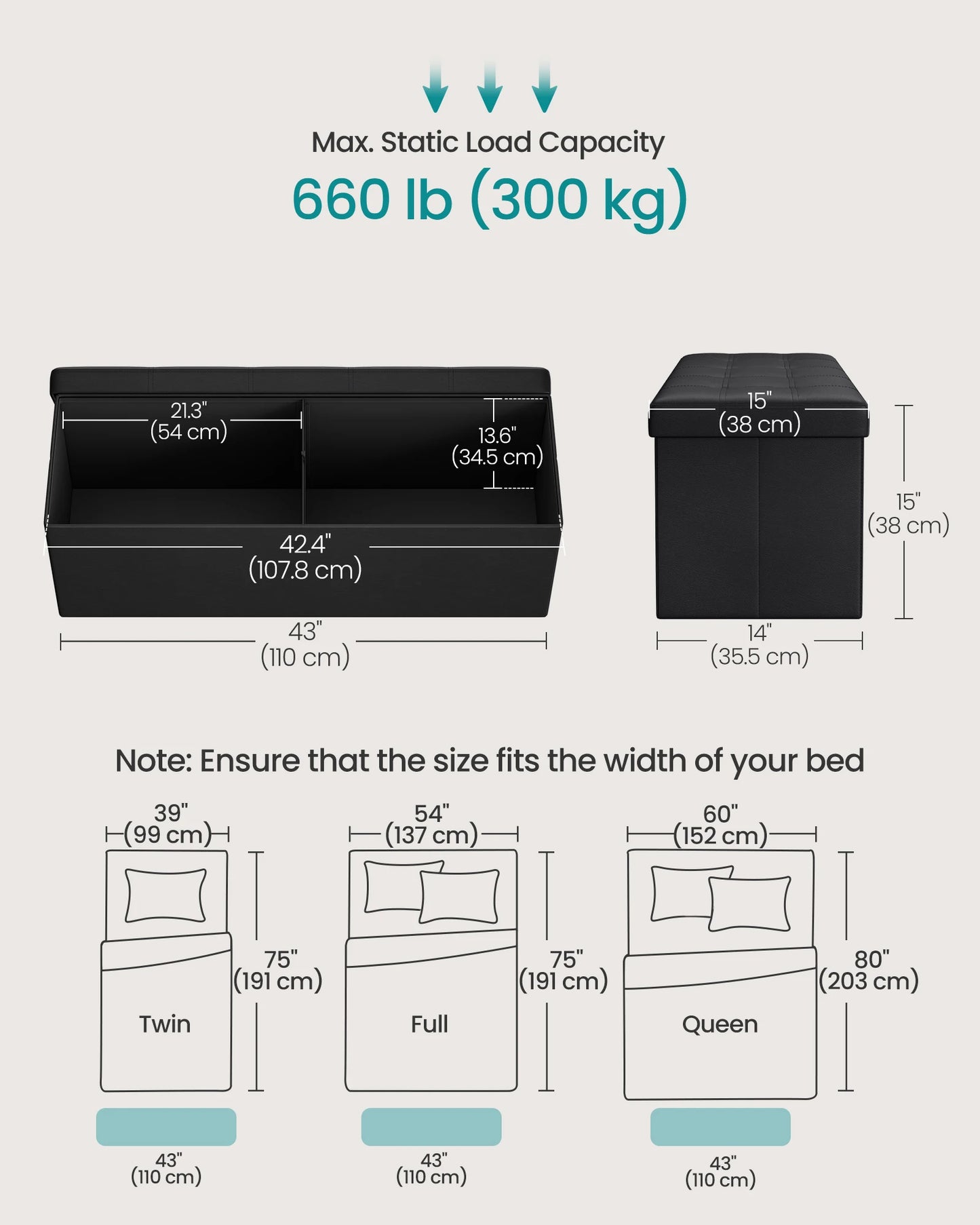Folding Storage Ottoman Bench
