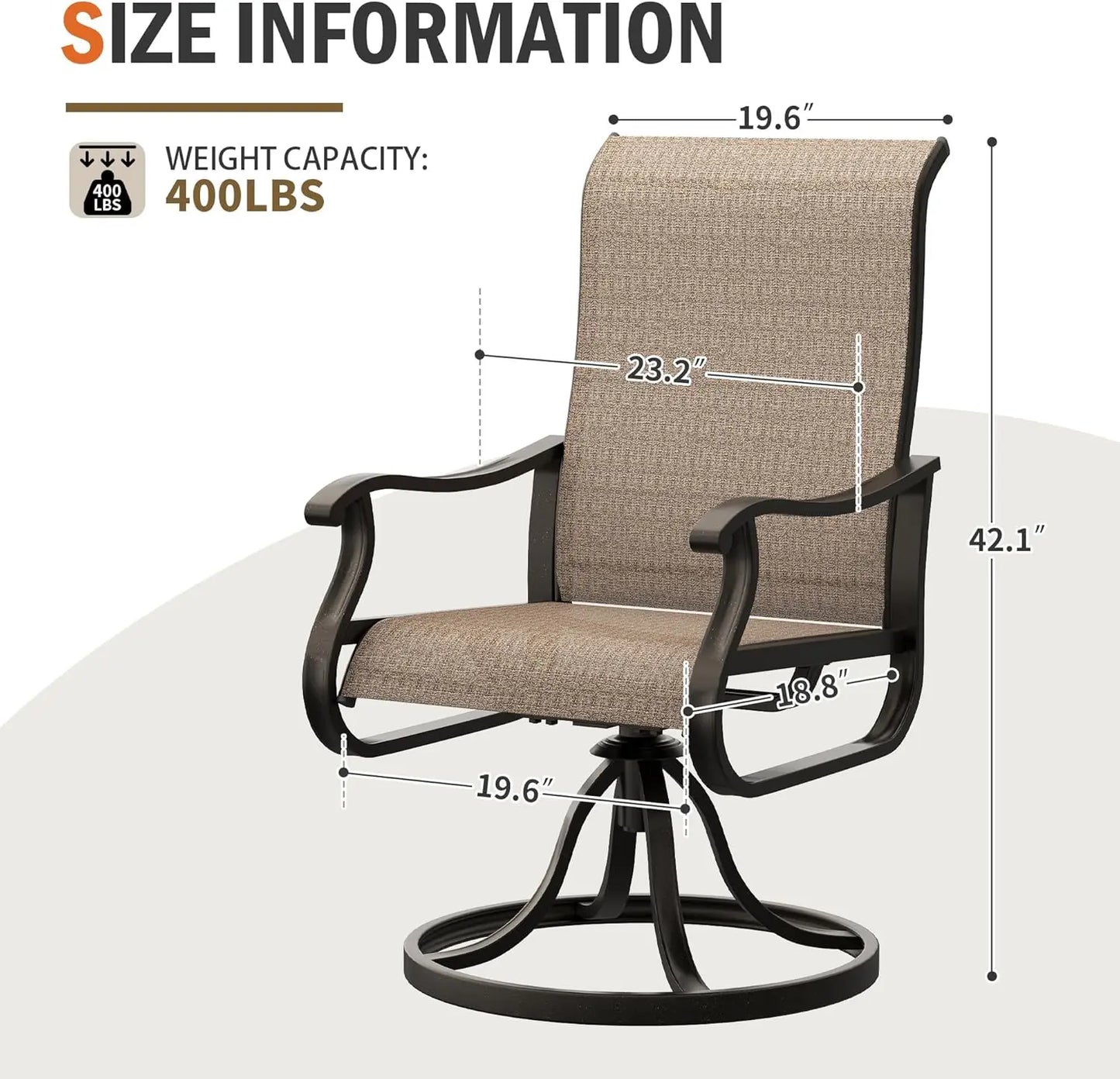 Patio Swivel Chairs Set - Black Metal Frame for Lawn Garden Backyard