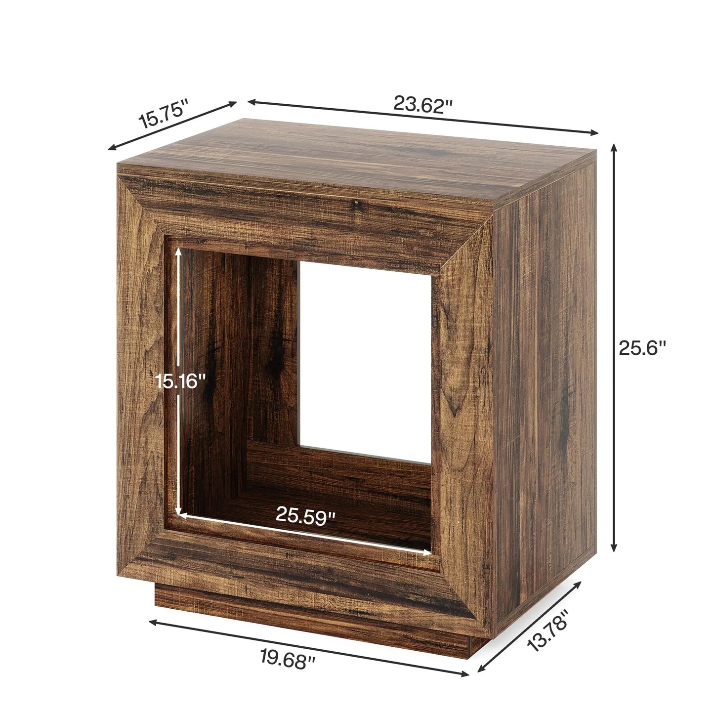 Tiered Square Side Table with Storage Shelf