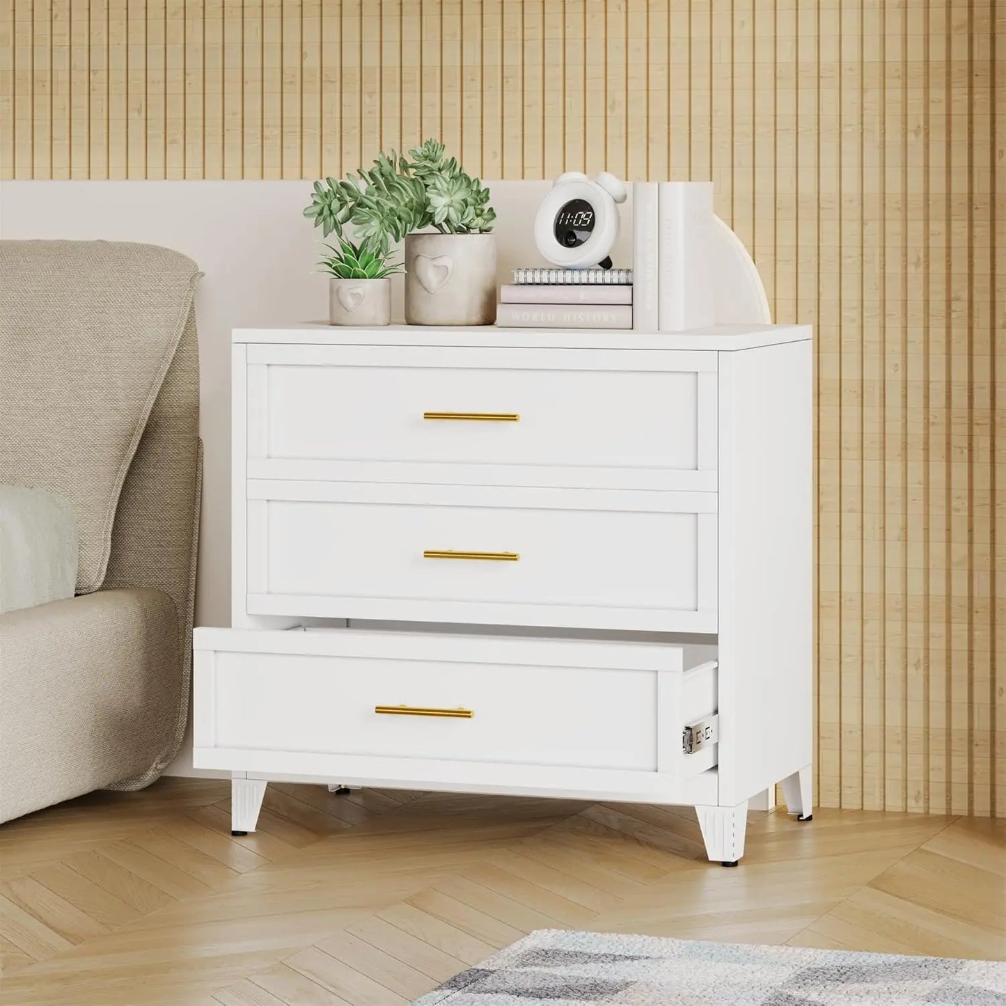 Living Room Metal Side Table with Drawer