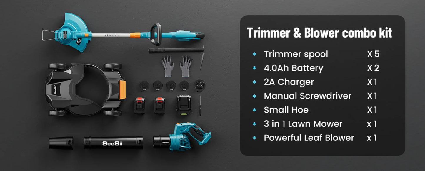 Electric String Trimmer Leaf Blower Combo Kit