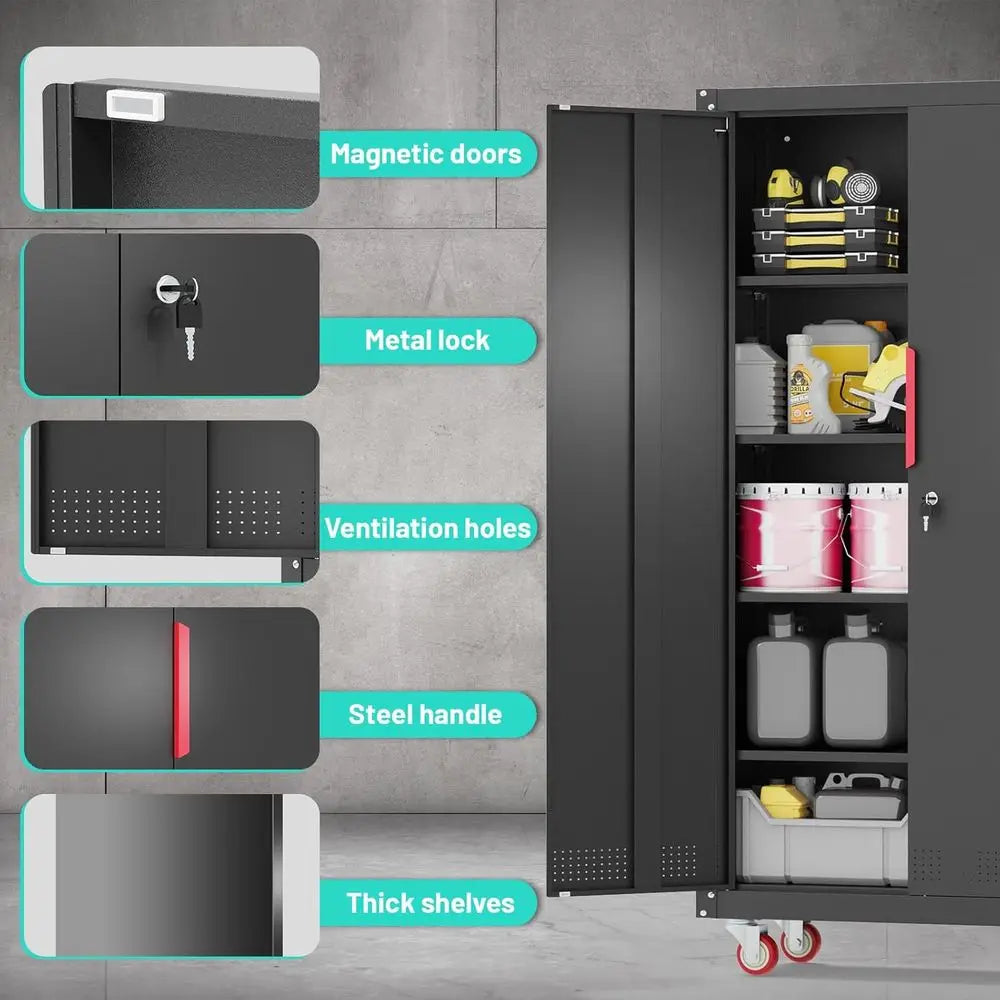 Heavy-Duty Steel Garage Storage Cabinet