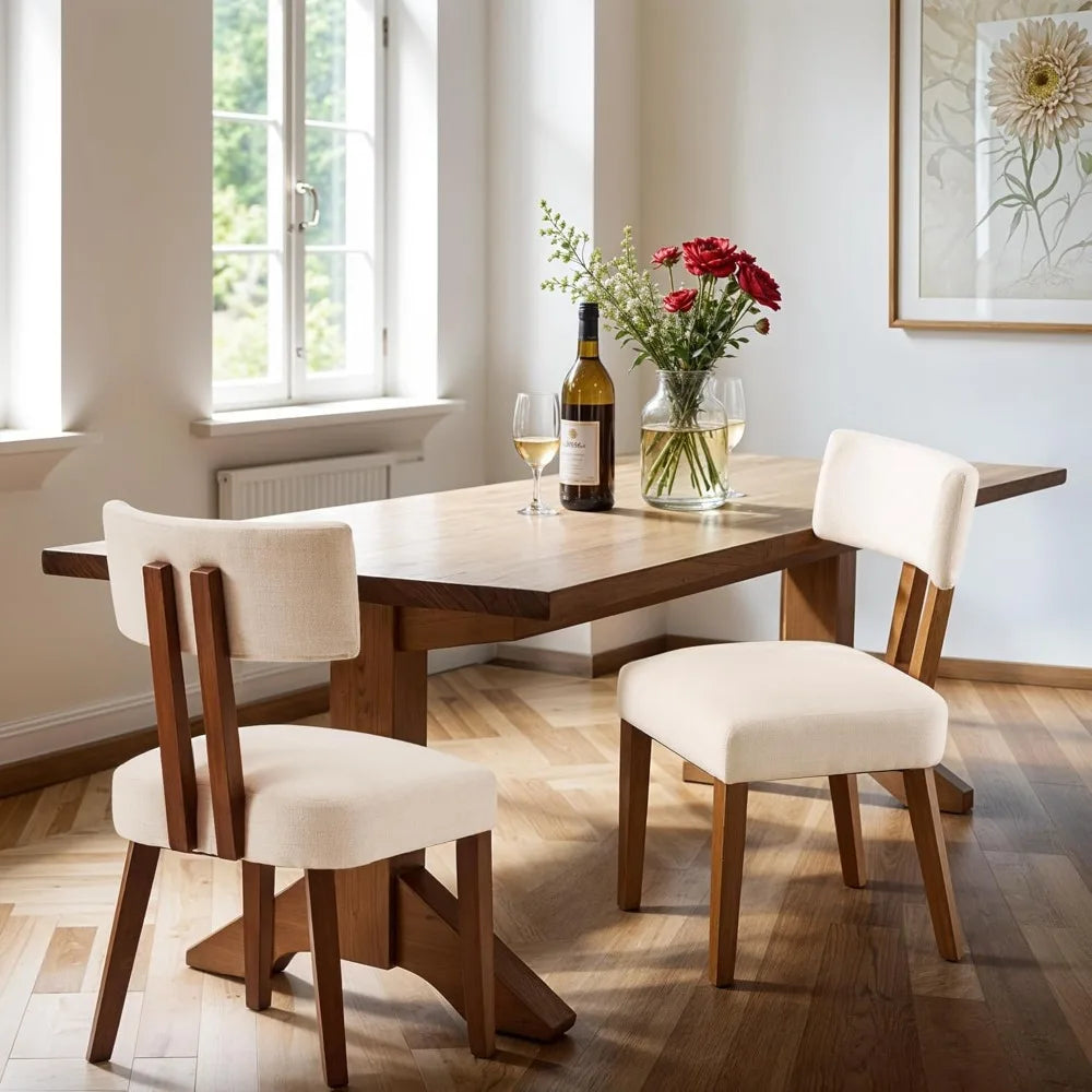 Mid Century Modern Dining Chairs Set with Curved Backrest